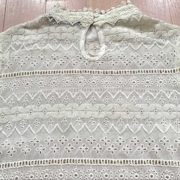 Bershka sheer lacy ivory long sleep blouse - Picture 3 of 4